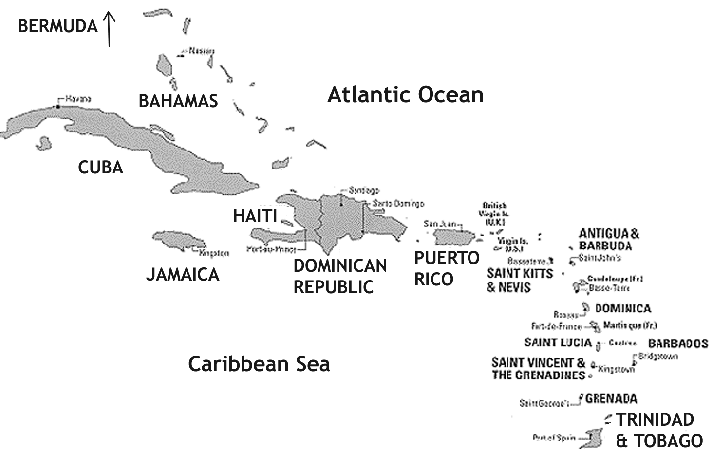 Caribbean Islands- full screen map